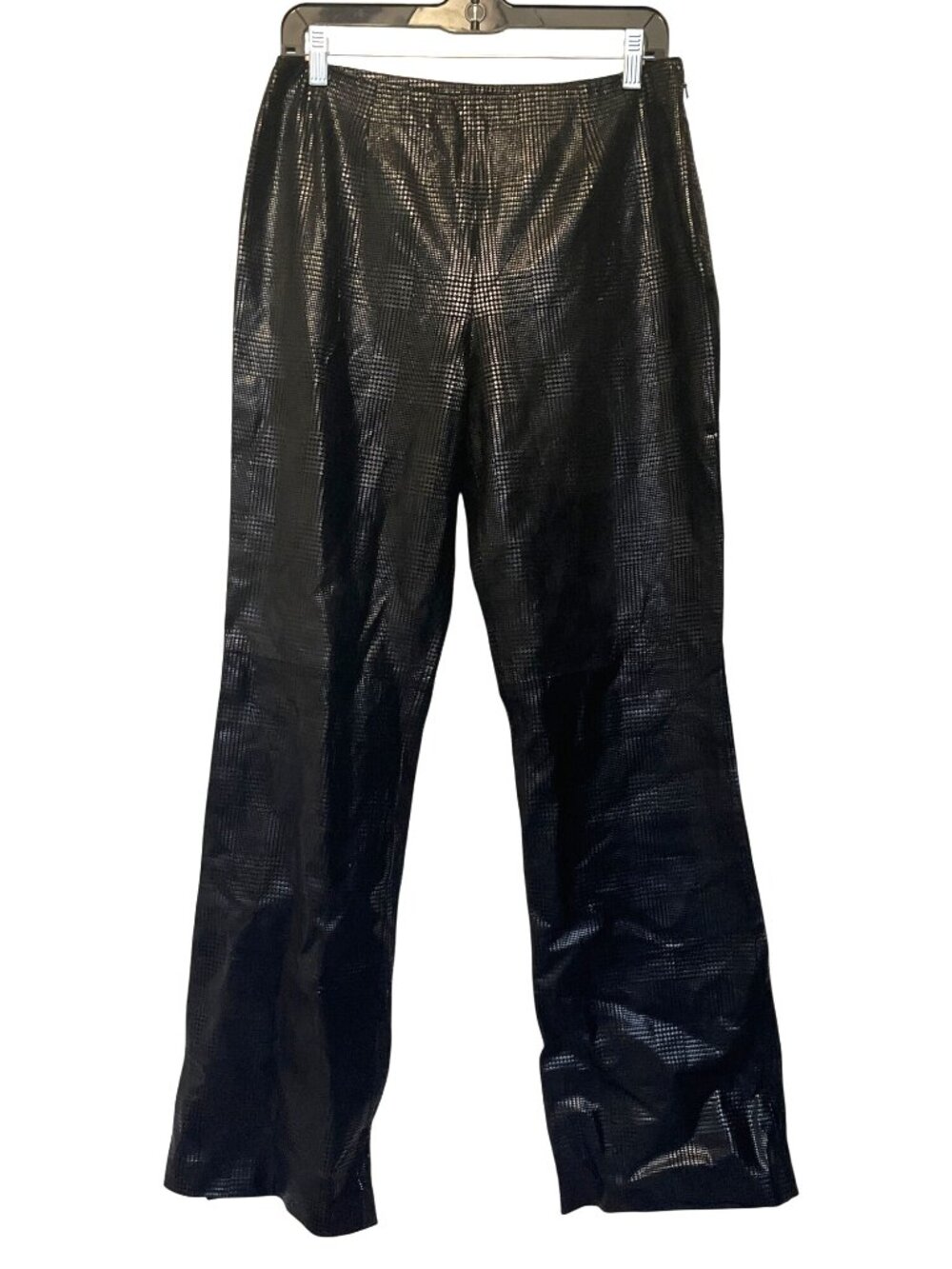 Etcetera Womens Black Embossed Flannel Pattern Leather Pants Size 10 Fully Lined